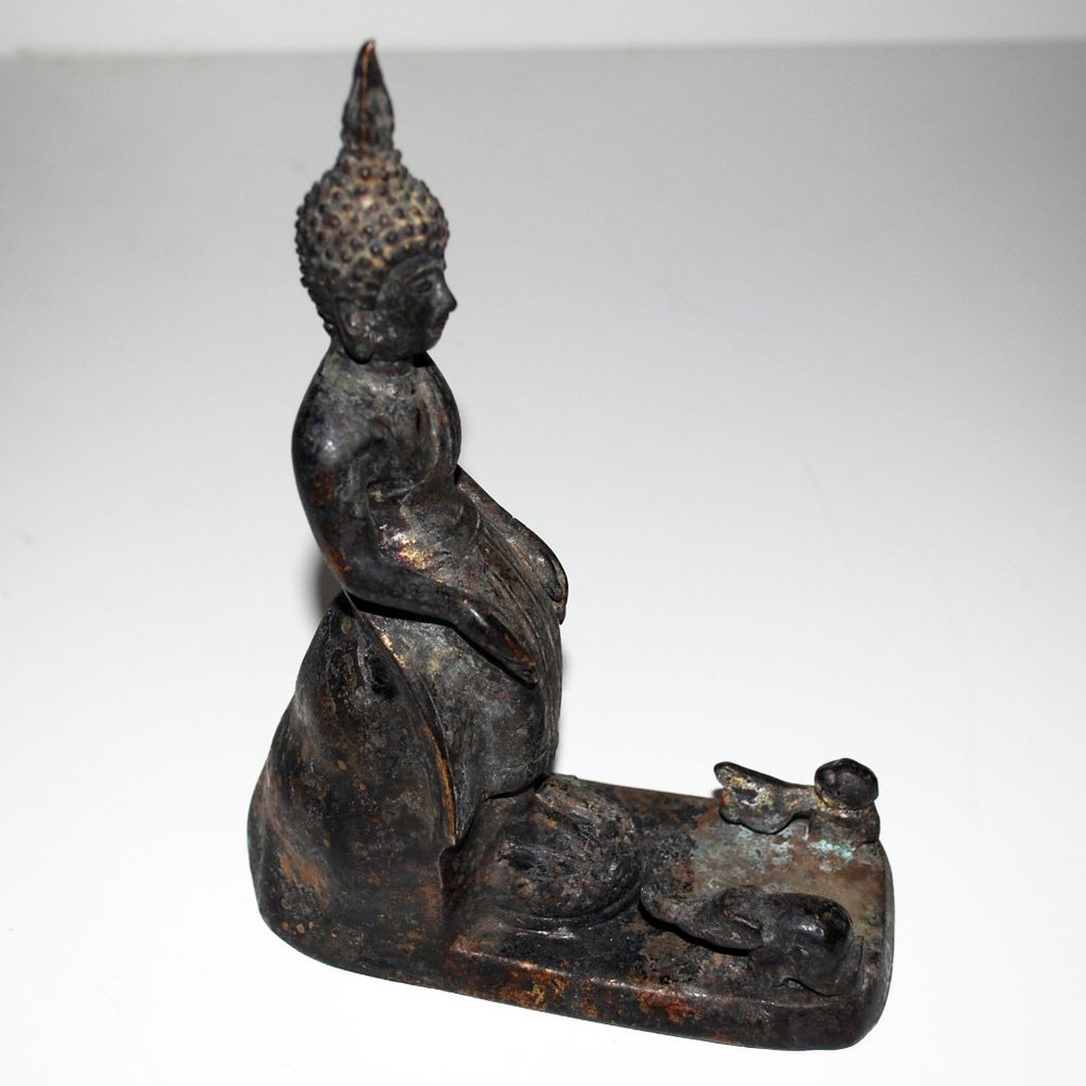 18C Antique Bronze Buddha Elephant Monkey